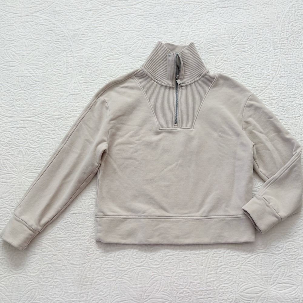 Athleta Retroplush Revive Half Zip Sweatshirt, Abalone Sz XS